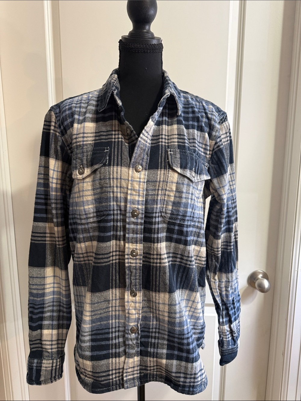 Iron & Resin Navy and White Plaid Button-Down Shirt